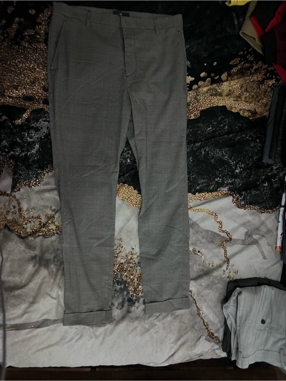 H&M Men's Light Gray Checked Dress Pants
